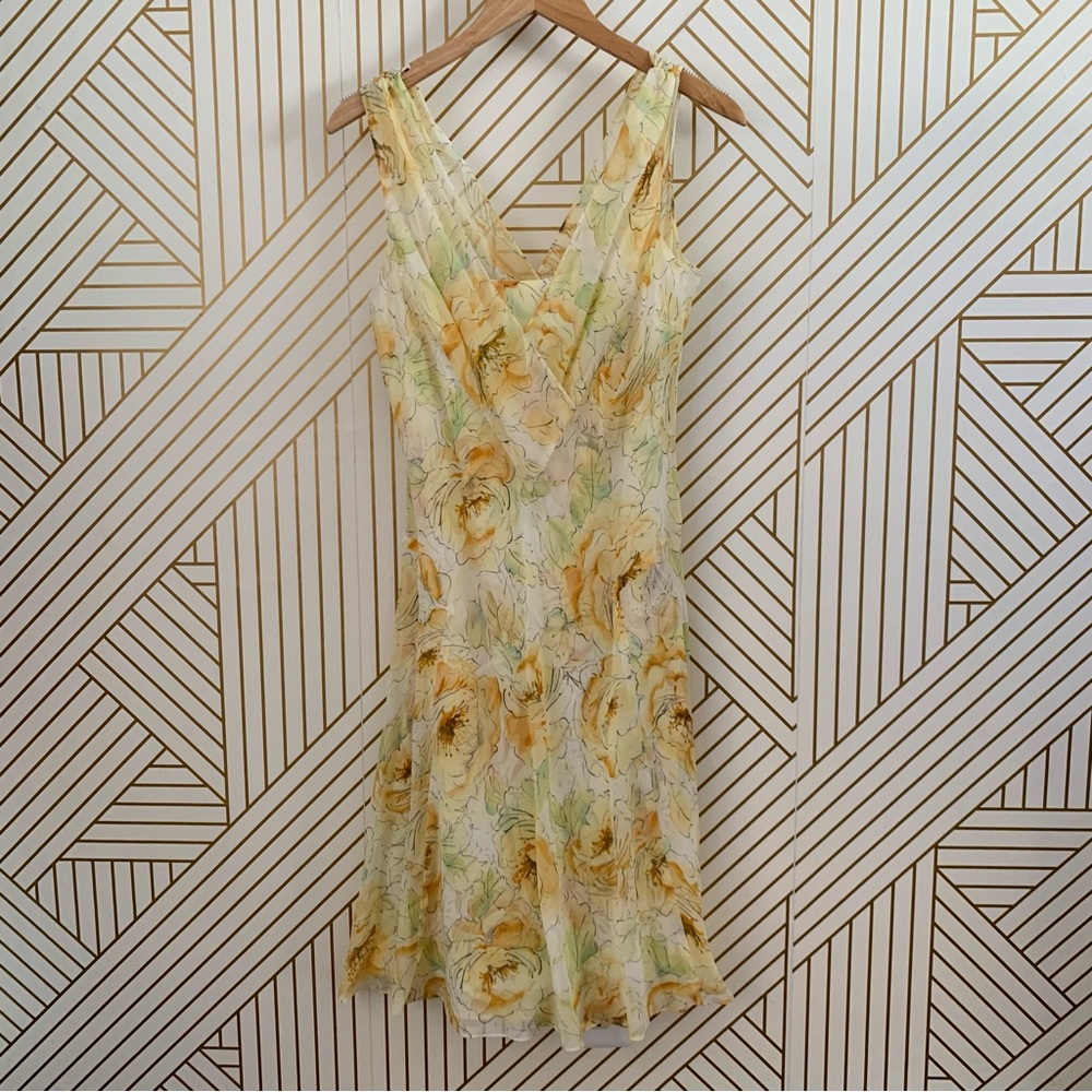 Ann Taylor Loft 100% Silk Floral Sleeveless Midi Swing Dress v neck flowers 8 - Picture 2 of 10